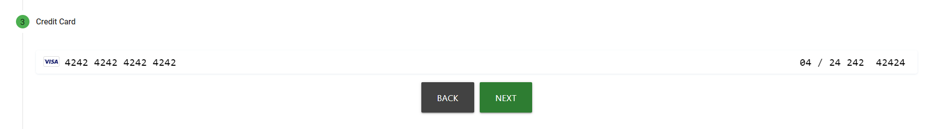 Credit Card Info Screenshot